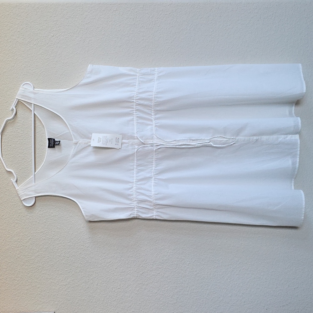 NWT EILEEN FISHER White Organic Cotton Voile Sleeveless Layering Dress Top Sz XL